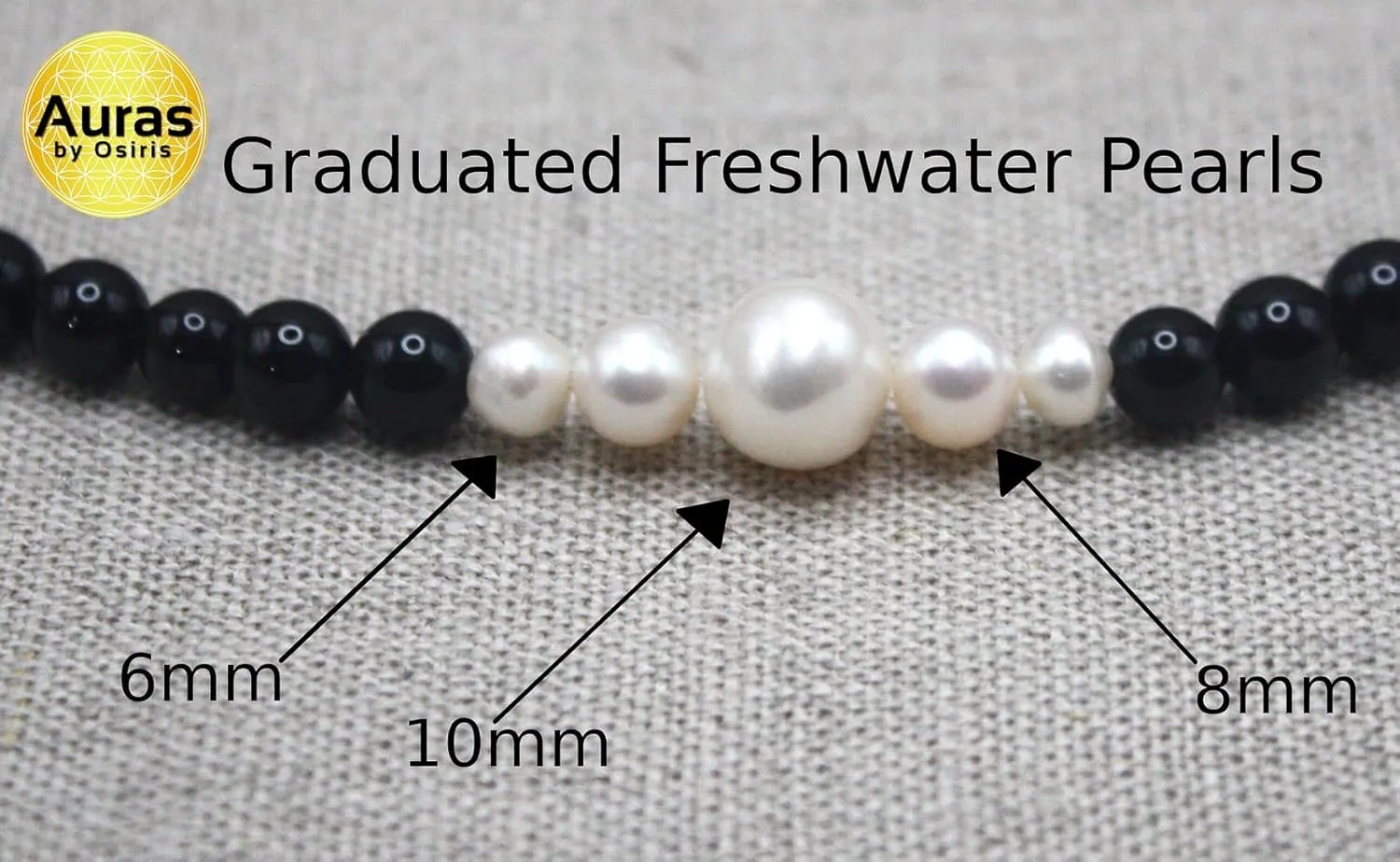 | Handmade Fresh Water Pearl Necklace for Men - Easy Lock Clasp Black Onyx Stones Womens Necklace | Genuine Real Choker Jewelry Gift for Fashion, Womens, Mens, & Teens | 16