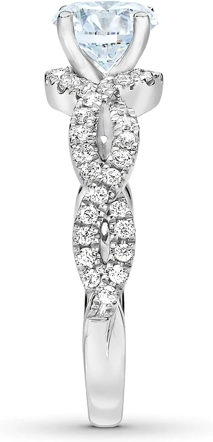 1-1/2 Carat (ctw) Bridal Set Moissanite engagement rings for women Platinum Plated Silver ring Moissanite rings
