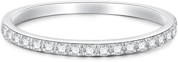 1-1/2 Carat (ctw) Moissanite Engagement Rings for Women Platinum Plated Silver Ring Moissanite Rings Set