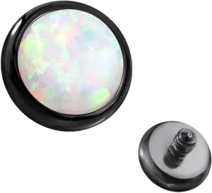 1 Pc 14G Surgical Steel Internal Threaded Flat Opal Stone Dermal Anchor Top 4 mm Black/Opal White Body Unique Jewelry Delicate Design Piercing Steel Surgical For Women
