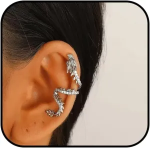 1 PC Dragon Ear Cuff for Women Gold/Silver Dragon Non Piercing Earring Rhinestone Dragon Crawler Earrings Animal Cartilage Earrings Punk Gothic Jewelry