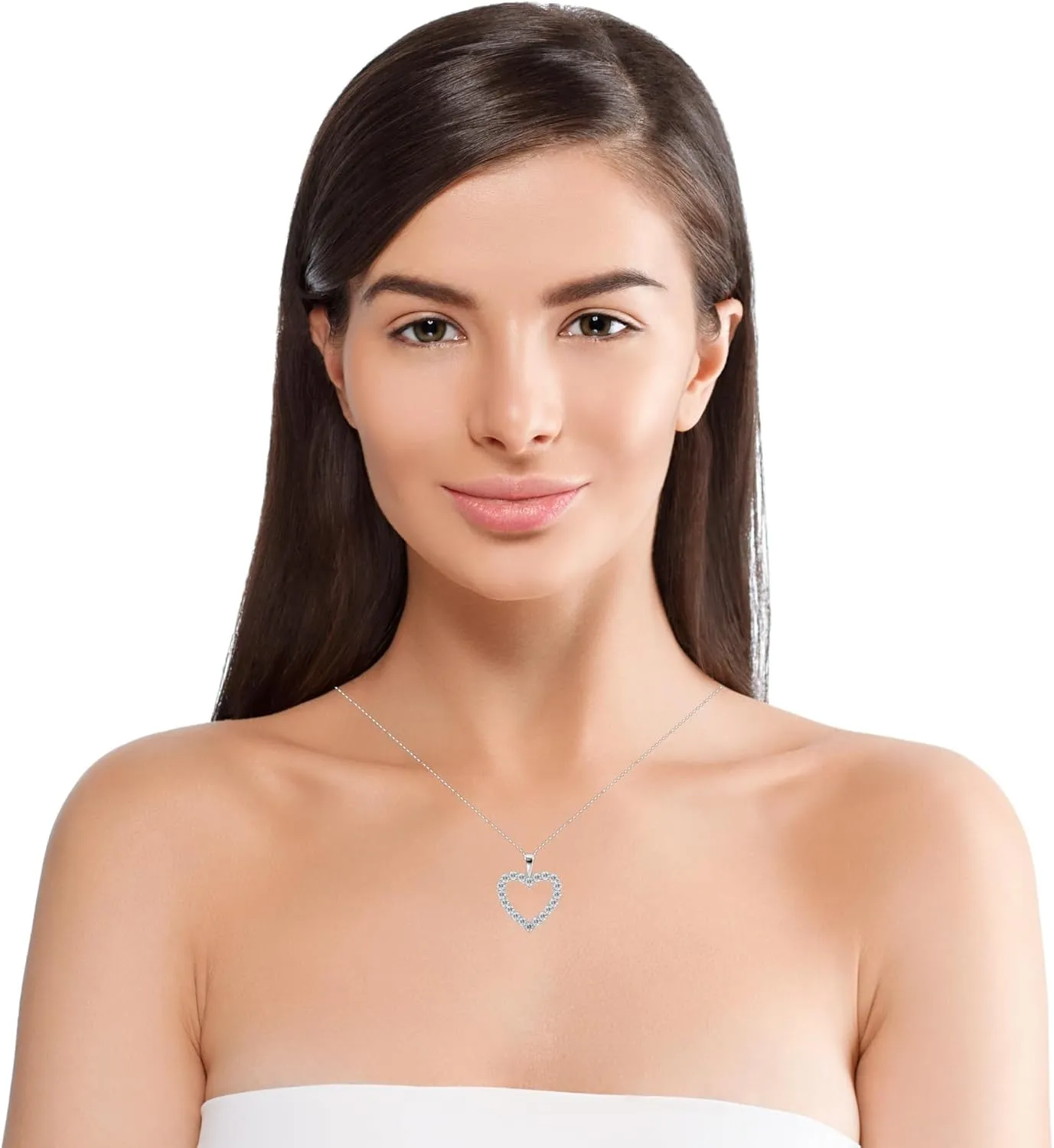 1 to 3 Carat Lab Grown Diamond Classic Heart Pendant Necklace for Women I 14k White Gold Pendant I 16 to 18 Inch Adjustable Silver Chain (E-F, VS1, cttw) I Lobster Claw Clasp