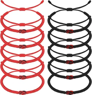 10 Pcs Matching Bracelets for Couples Knots Red Black String Bracelet of Fate Long Distance Relationship Gift Good Lucky Gift for Girlfriend Boyfriend Women Men Family