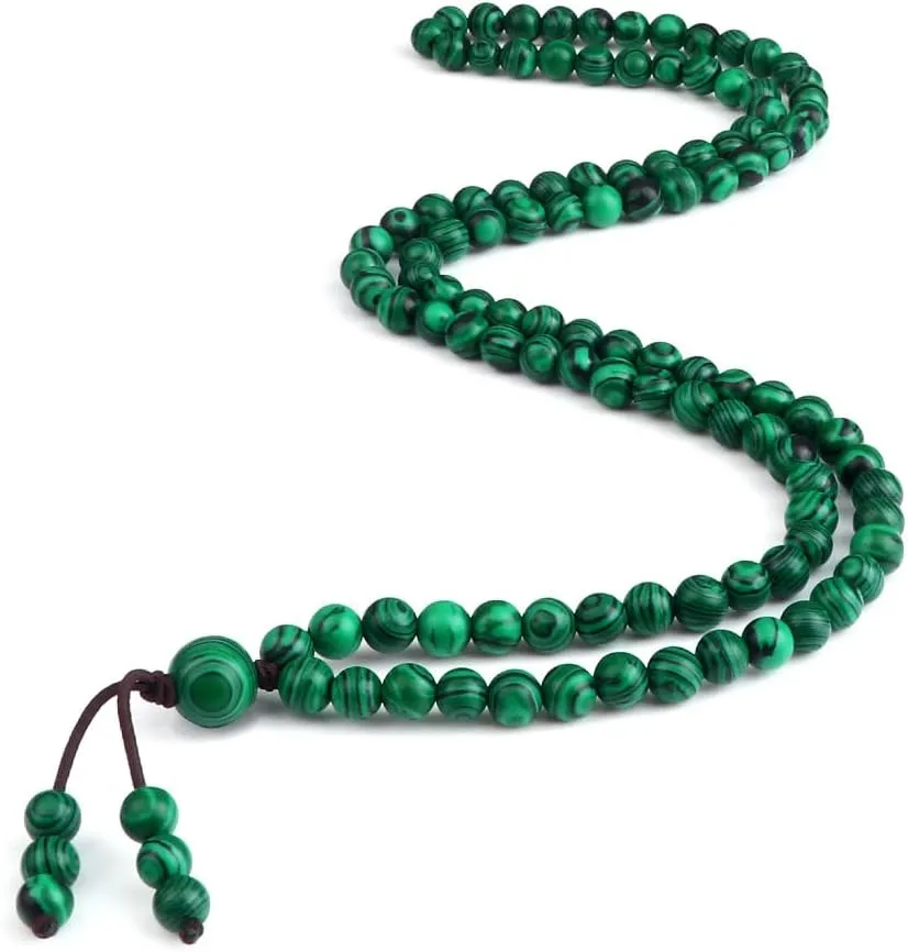 108 Mala Prayer Beads Bracelet 6mm Gemstone Healing Crystal Stone Beaded Bracelets Hand Knotted Necklace for Yoga Meditation Unisex Women Men
