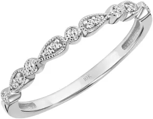 10K White or Yellow Gold 0.07 Cttw Diamond-Accented Stackable Vintage Milgrain Wedding Band or Anniversary Ring (I-J Color, I3 Clarity), by Brilliant Expressions