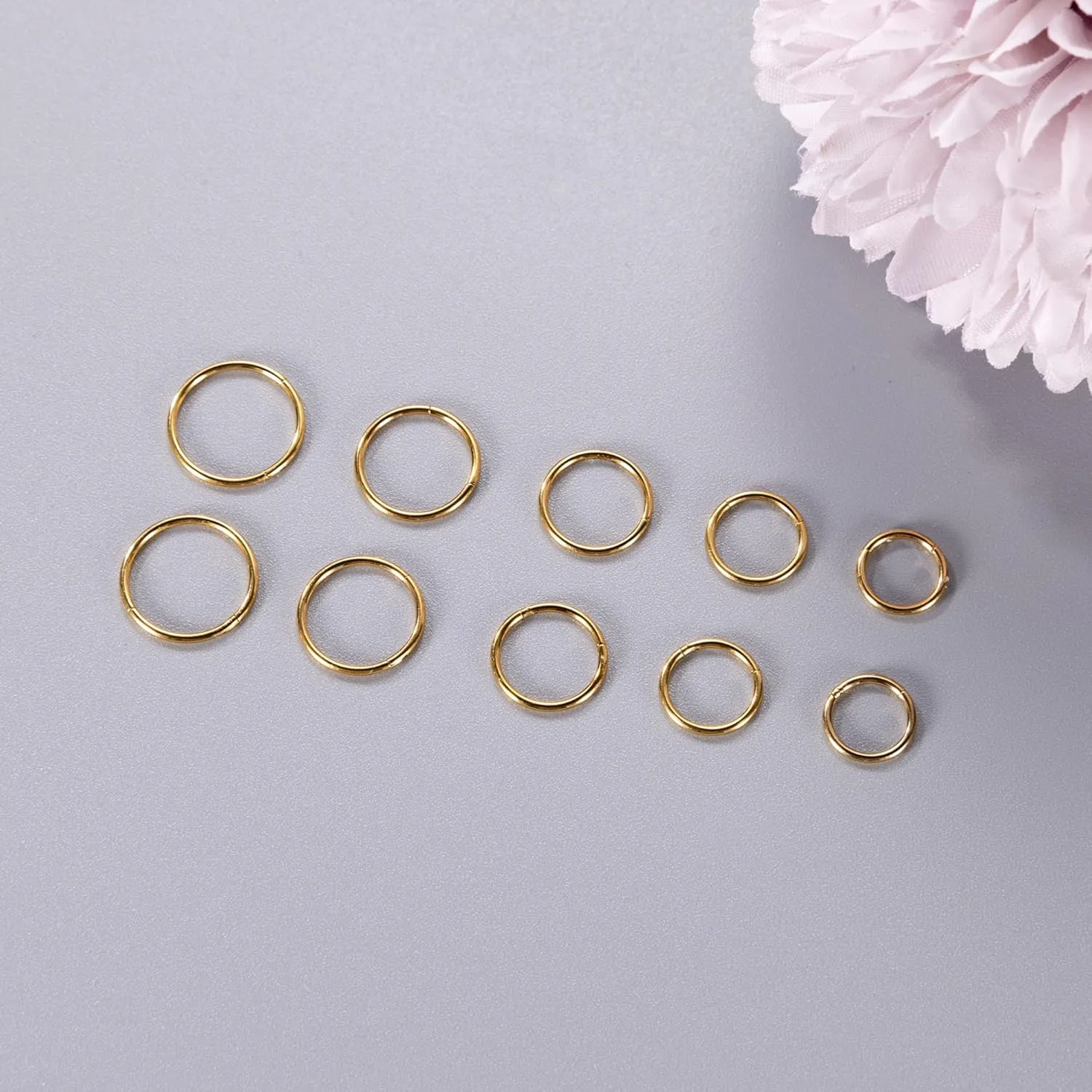 10Pcs 18G 20G Surgical Steel Nose Rings Hoops for Women Men Hinged Seamless Clicker Nose Hoops Cartilage Helix Tragus Daith Sleeper Earrings Hoop Hypoallergenic Nose Piercing 6/7/8/9/10MM