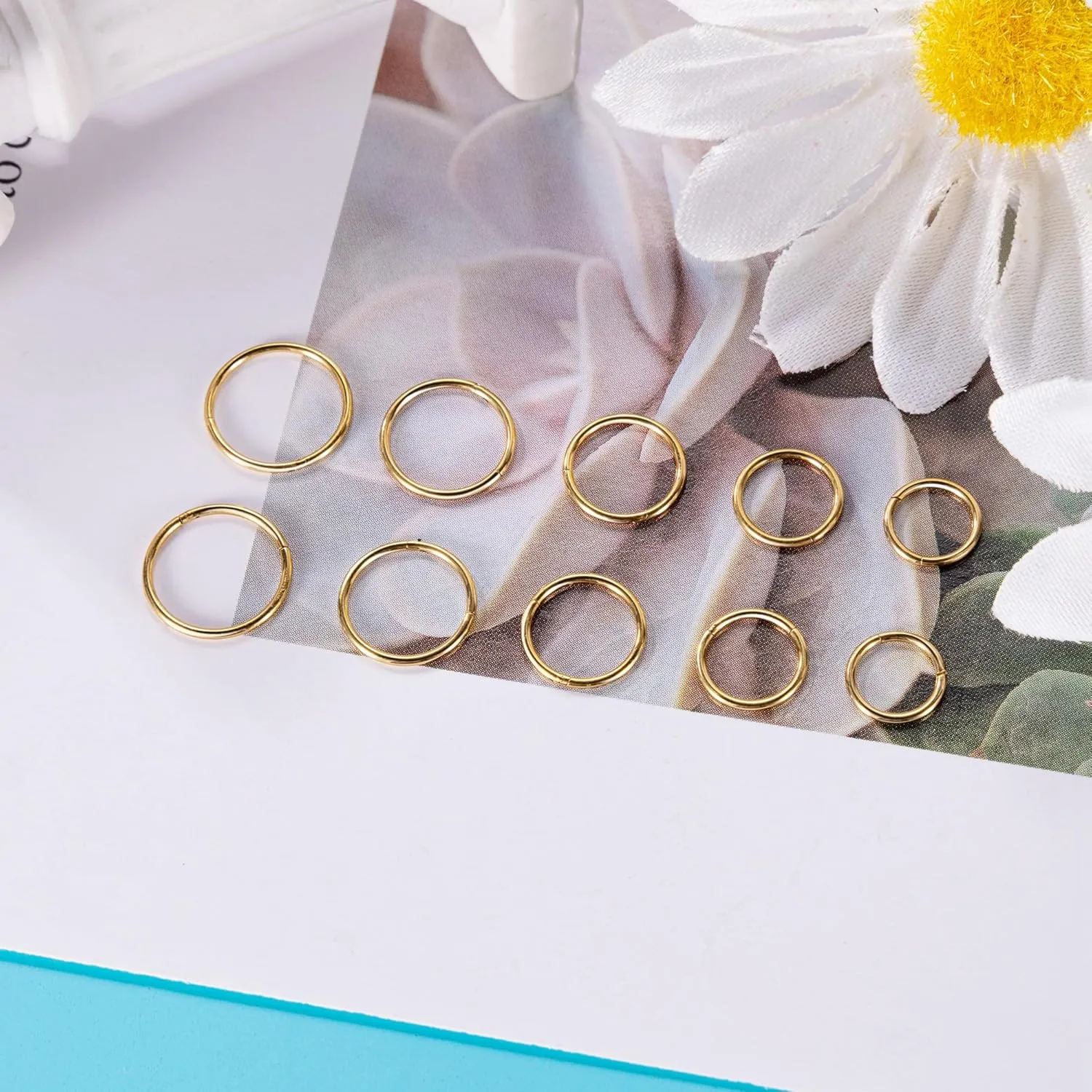 10Pcs 18G 20G Surgical Steel Nose Rings Hoops for Women Men Hinged Seamless Clicker Nose Hoops Cartilage Helix Tragus Daith Sleeper Earrings Hoop Hypoallergenic Nose Piercing 6/7/8/9/10MM