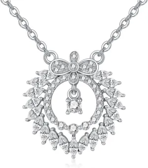 1/14 Carat Diamond Christmas Wreath Necklace for Women 925 Sterling Silver 18K Gold Plated Lab Grown Diamond Xmas Circle Pendant Fine Jewelry