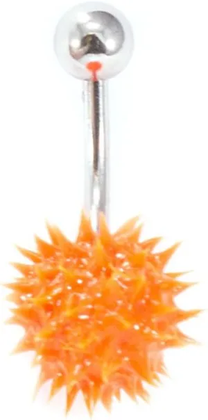 14G Belly Button Ring Navel Piercing 10mm with 6mm Spike Silicone Ball