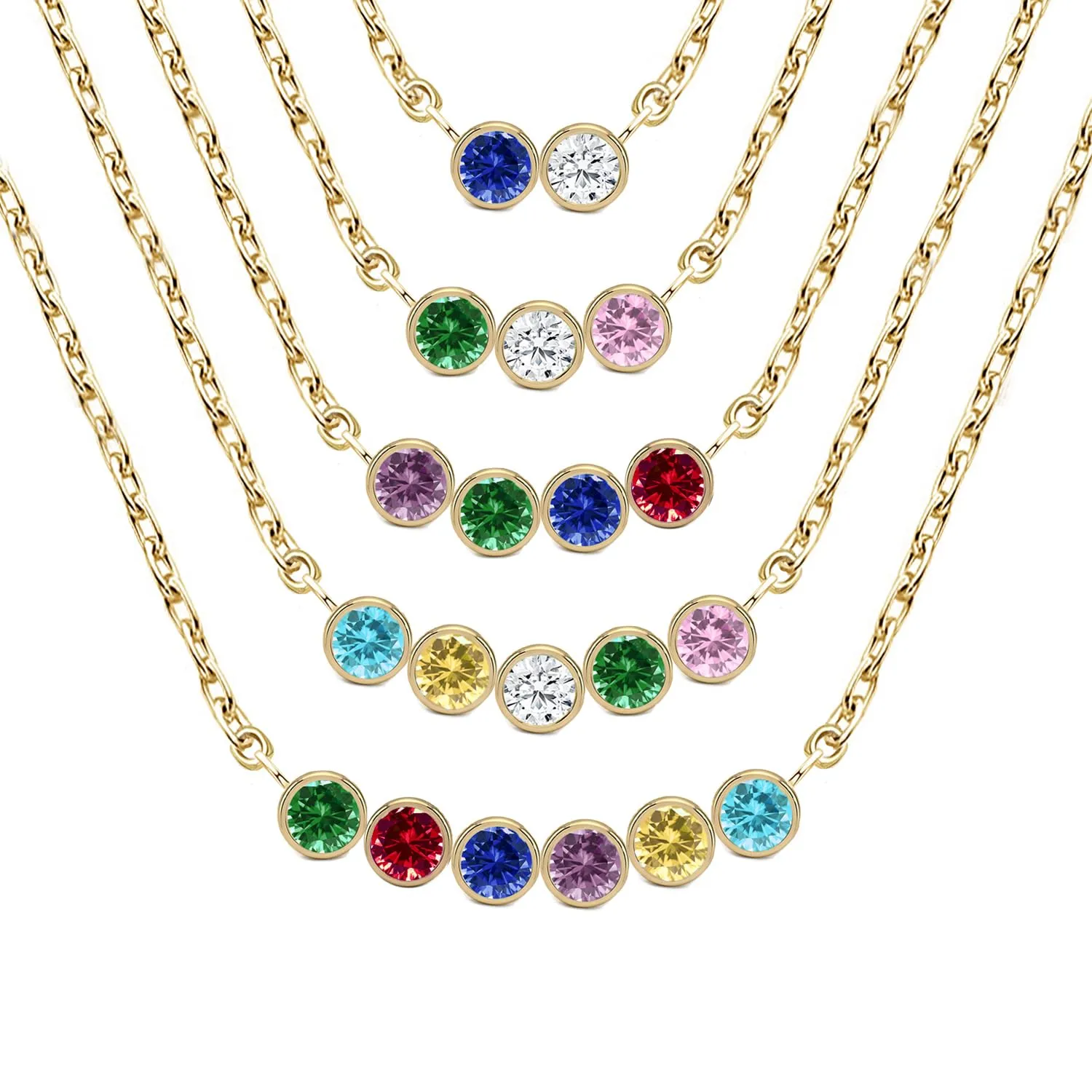 14K Gold Birthstone Necklace for Women  Personalized Necklace for Mom or Grandma | Customizable Dainty Necklace with Childrens Birthstones | Ideal Mothers Day Gift