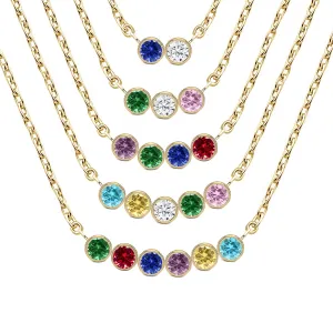 14K Gold Birthstone Necklace for Women  Personalized Necklace for Mom or Grandma | Customizable Dainty Necklace with Childrens Birthstones | Ideal Mothers Day Gift