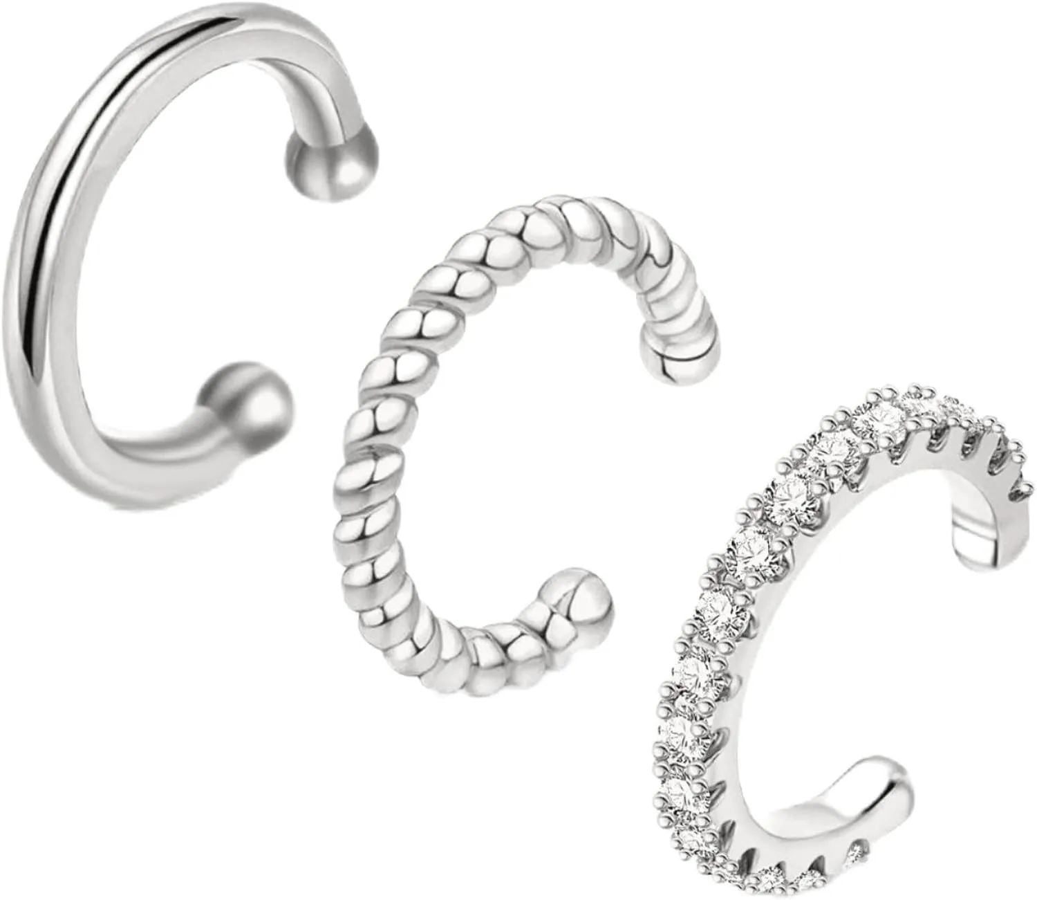 14K Gold Cuff Earrings Cartilage Earrings for Women Ear Cuffs for Women Non Piercing Cuff Earrings Cubic Zirconia Huggie Hoop Earring Gold Jewelry Set