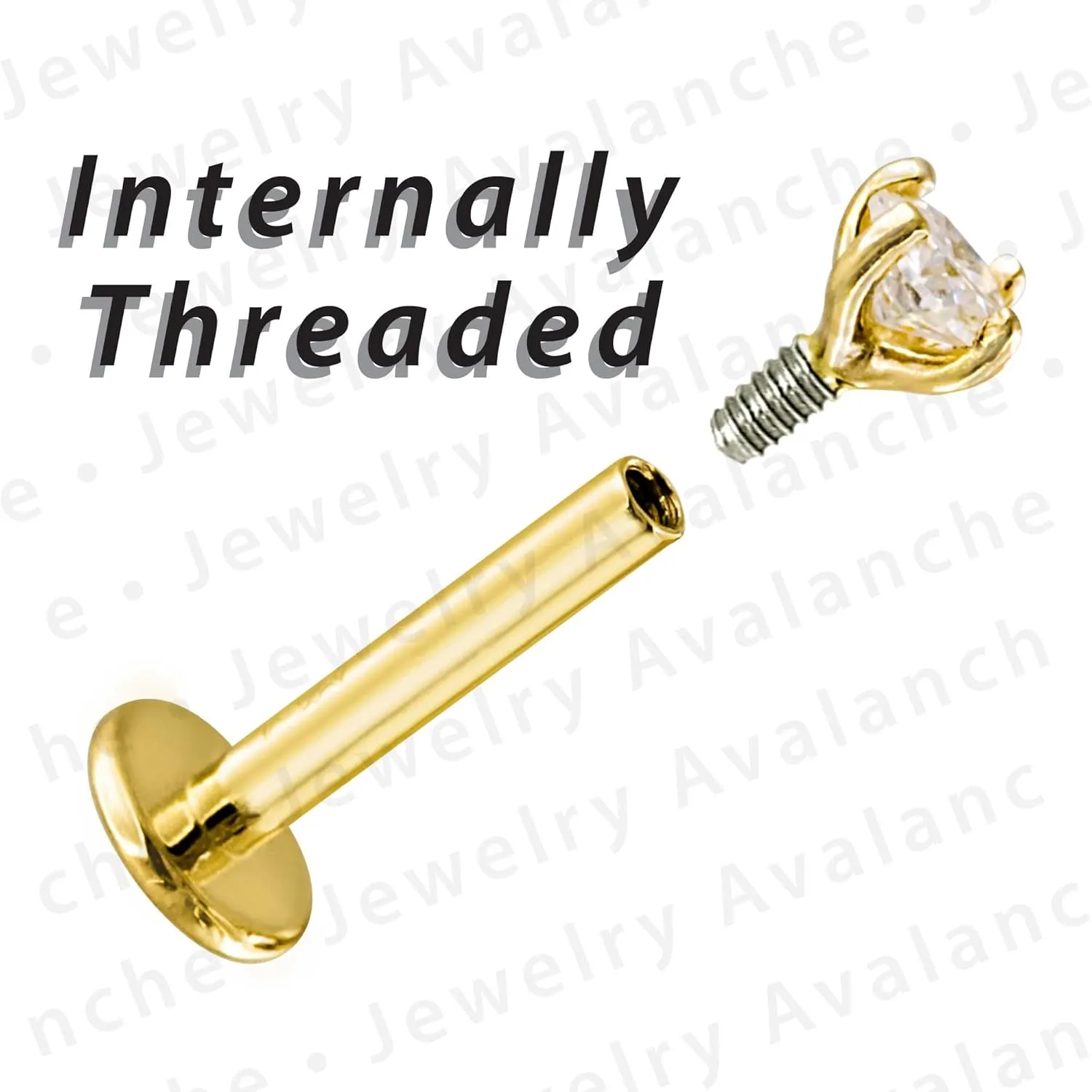 14K Gold Diamond Labret Monroe Stud 16G 6mm-8mm Post Flat Disk Bottom Prong Set 2mm Genuine Round Brilliant Cut Diamond Lip Ring Tragus Stud