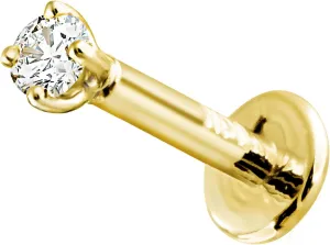 14K Gold Diamond Labret Monroe Stud 16G 6mm-8mm Post Flat Disk Bottom Prong Set 2mm Genuine Round Brilliant Cut Diamond Lip Ring Tragus Stud