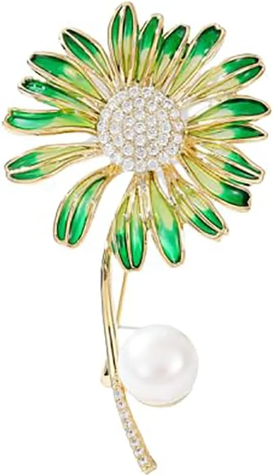 14K Gold Flower Brooch, Craft Luxury Sunflower Gold Pin for Chic Spring and Summer Outfits, Women's Brooches & Pins