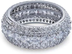 14K Gold Micro-Inlaid Five-Row Moissanite Ring, Hip-Hop Style Men's Ring, A Brilliant Gift for Those with a Love for Bling,Dad Gift