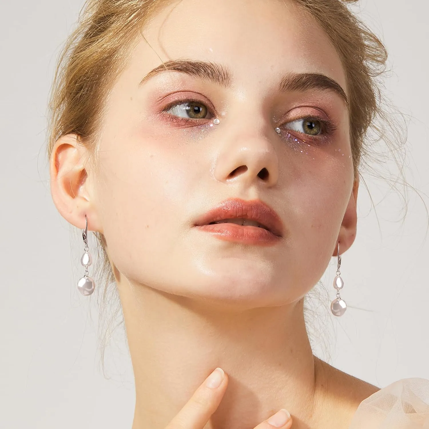 14K Gold Pearl Dangle Earrings for Women925 Sterling Silver Double Pearl Drop EarringsLeverback Irregular Pearl Hypoallergenic Earrings