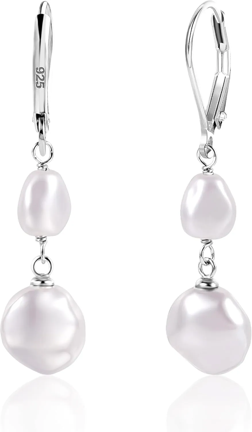 14K Gold Pearl Dangle Earrings for Women925 Sterling Silver Double Pearl Drop EarringsLeverback Irregular Pearl Hypoallergenic Earrings