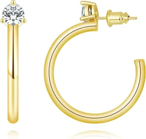 14K Gold Plated Huggie Half Hoop Earrings for Woman 925 Sterling Silver Small Round Hoop Earrings Hypoallergenic Minimalist Valentines Day Gifts