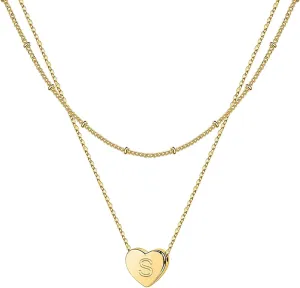 14K Gold Plated Necklace for Women Initial Necklaces for Women Layered A-Z Letter Heart Pendent Necklace Mother's Day Gifts Birthday Gifts Jewelry Gifts for Women Mom Daughter Grandma