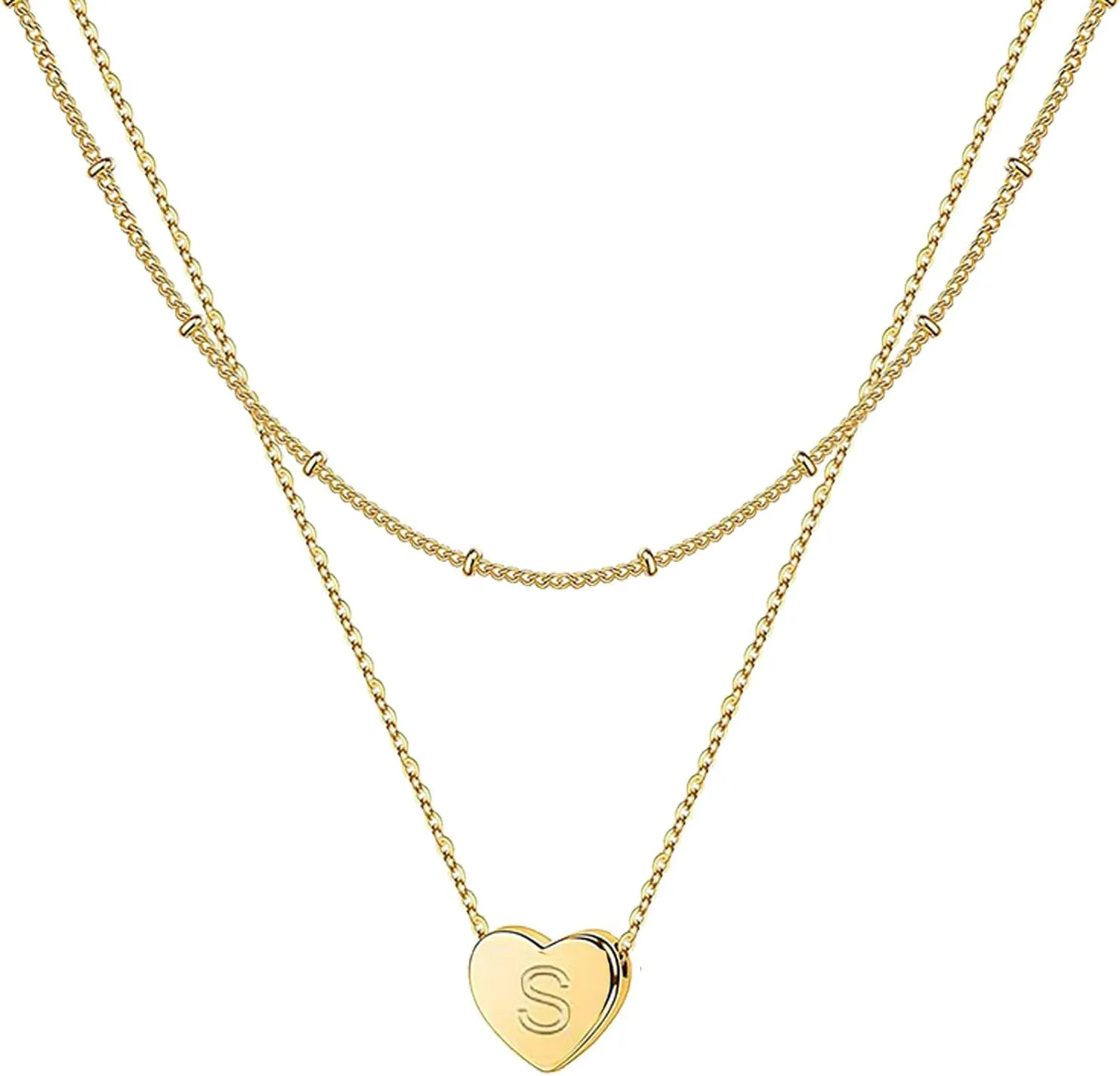14K Gold Plated Necklace for Women Initial Necklaces for Women Layered A-Z Letter Heart Pendent Necklace Mother's Day Gifts Birthday Gifts Jewelry Gifts for Women Mom Daughter Grandma