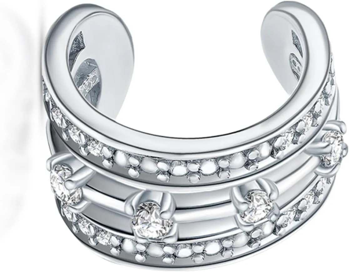 14k Gold Prong Diamond(0.24ct) Ear Cuff, Open Wire Conch Clip Earring, Non-Pierced Fake Piercing Jewelry, Dainty Valentine Gift for Her.