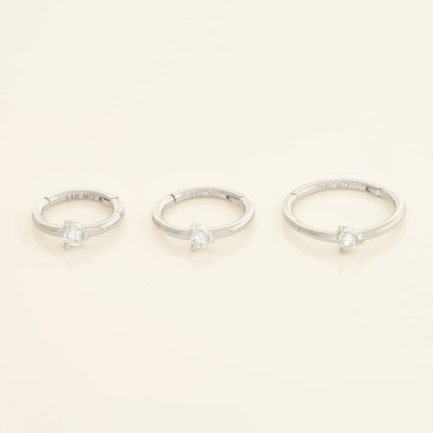 14K Solid Gold REAL Diamond Hoop Earring - Natural Diamond Cartilage Helix Tragus Conch Rook Snug - Body Hoop Clicker Ear Piercing - 18 Gauge Women's Piercing Jewelry