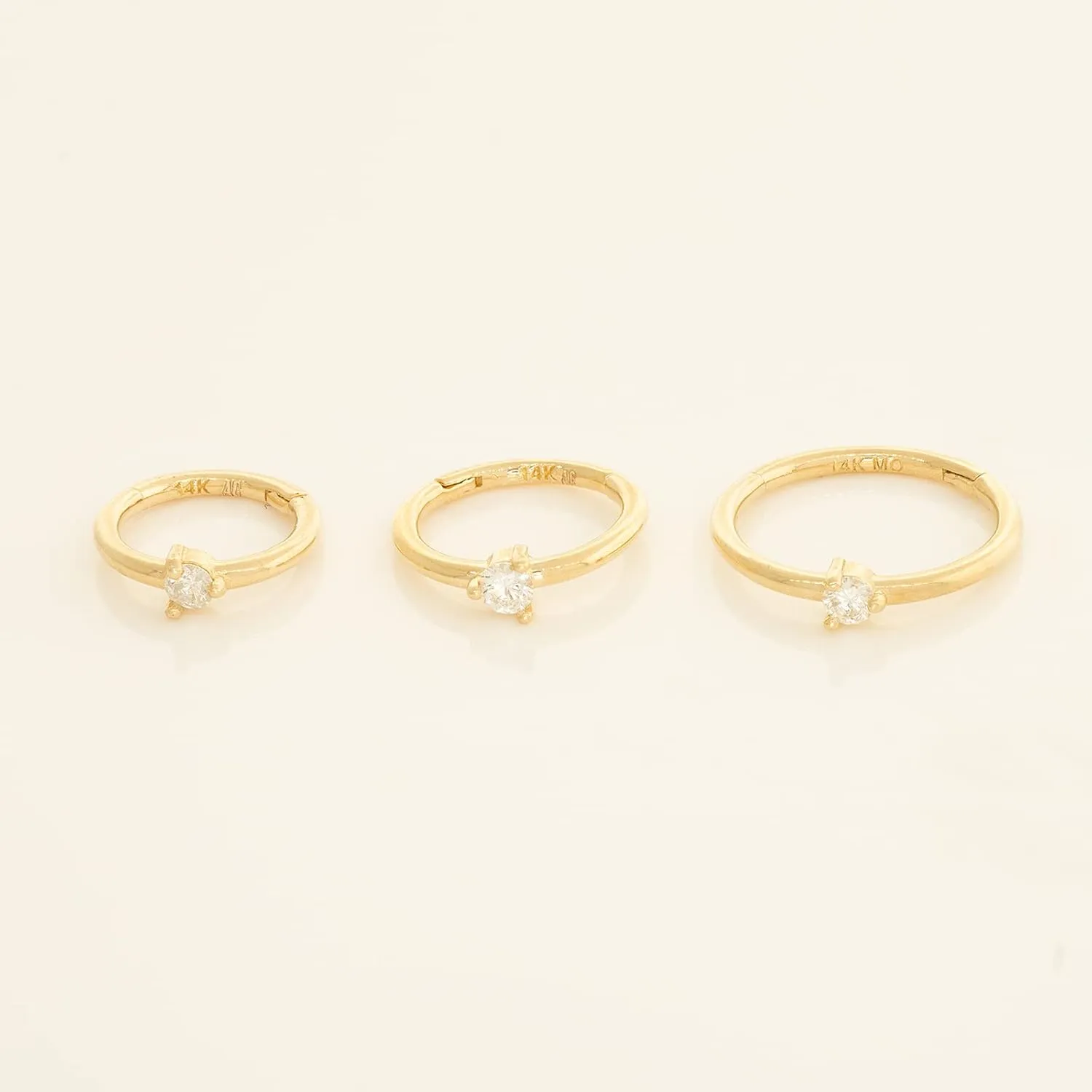 14K Solid Gold REAL Diamond Hoop Earring - Natural Diamond Cartilage Helix Tragus Conch Rook Snug - Body Hoop Clicker Ear Piercing - 18 Gauge Women's Piercing Jewelry