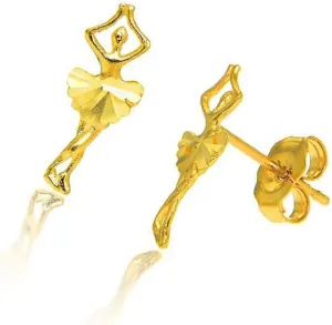 14K Solid Yellow Gold Ballerina Stud Stud Earrings