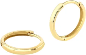 14k Solid Yellow Gold Hoop Earrings for Women and Men - Small Pure Real and Thin Huggies, Hypoallergenic - Jewelry Gifts for Her/Him - Available in 4 Sizes
