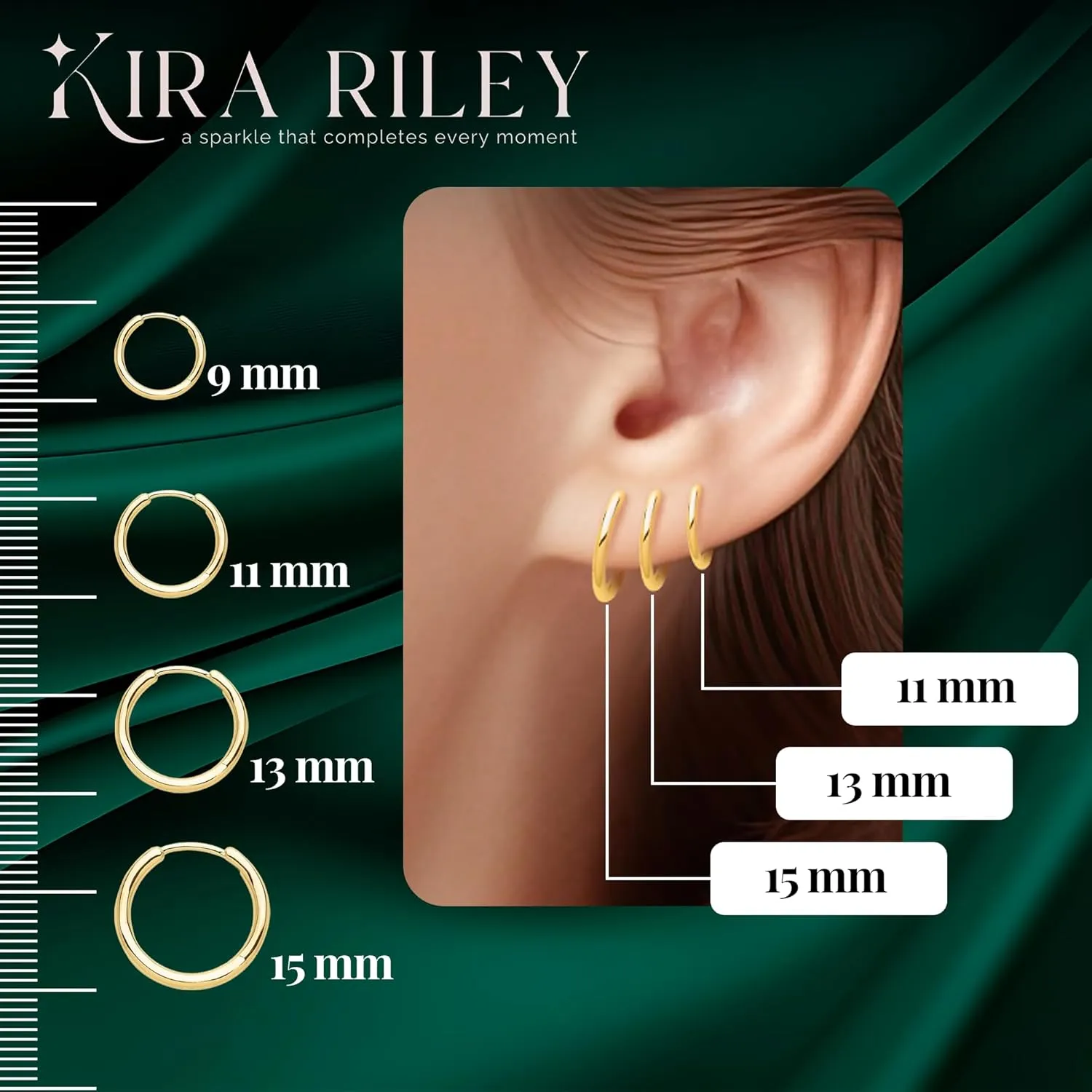 14k Solid Yellow Gold Hoop Earrings for Women and Men - Small Pure Real and Thin Huggies, Hypoallergenic - Jewelry Gifts for Her/Him - Available in 4 Sizes