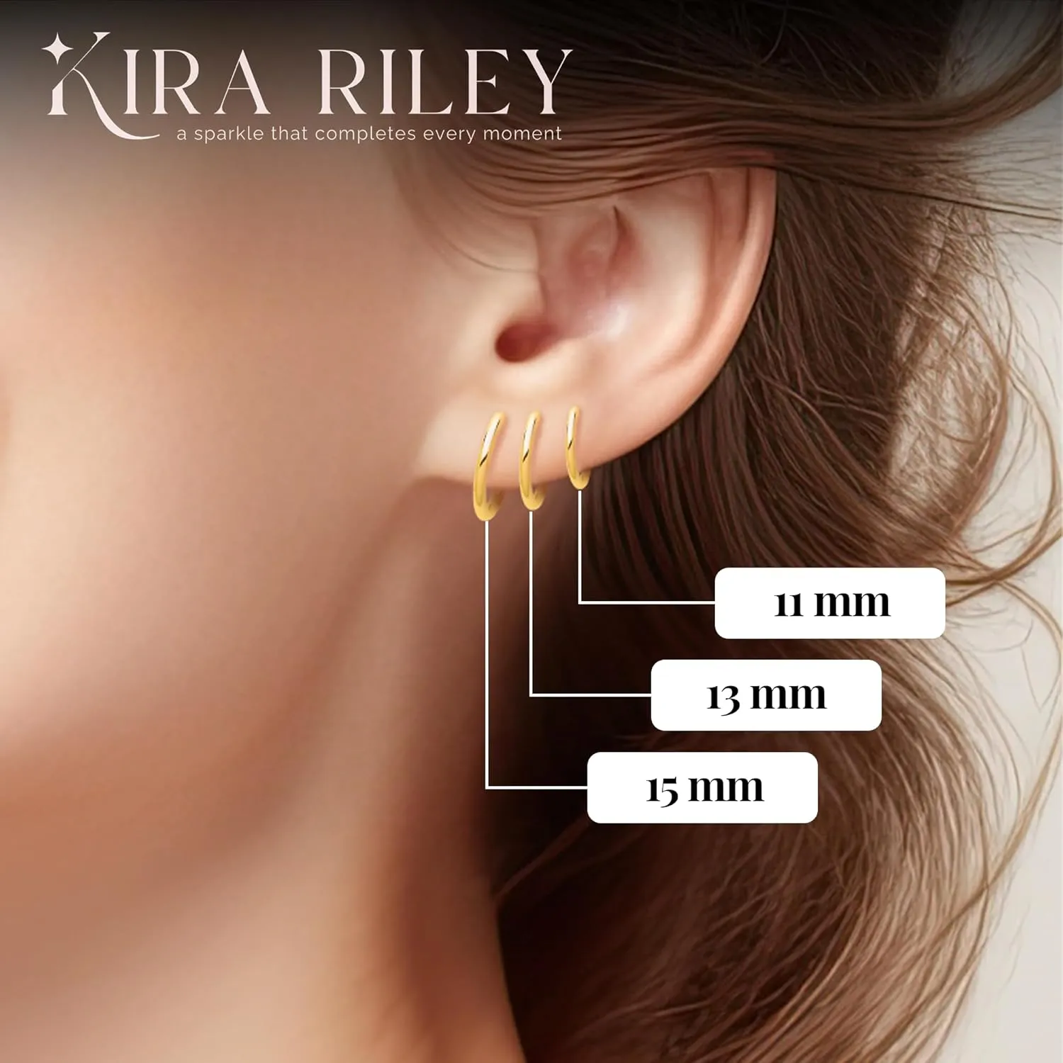 14k Solid Yellow Gold Hoop Earrings for Women and Men - Small Pure Real and Thin Huggies, Hypoallergenic - Jewelry Gifts for Her/Him - Available in 4 Sizes