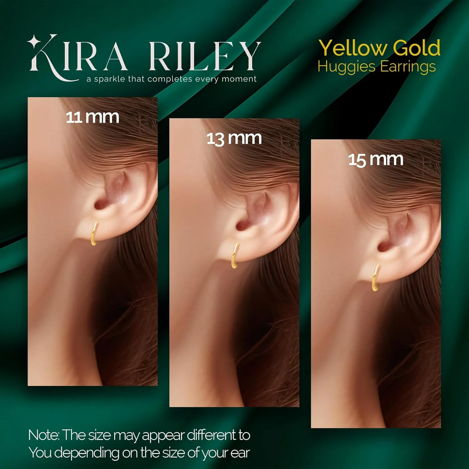 14k Solid Yellow Gold Hoop Earrings for Women and Men - Small Pure Real and Thin Huggies, Hypoallergenic - Jewelry Gifts for Her/Him - Available in 4 Sizes