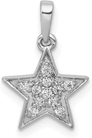 14k White Gold Diamond Star Pendant Fine Jewelry For Women Gifts For Her (1/10 cttw)
