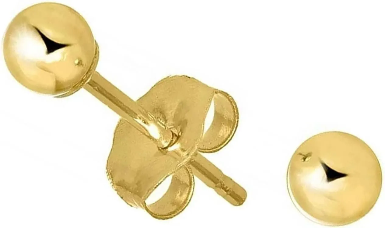 14k Yellow Gold Ball Stud Earrings - 2mm 3mm 4mm 5mm 6mm 7mm 8mm 10mm