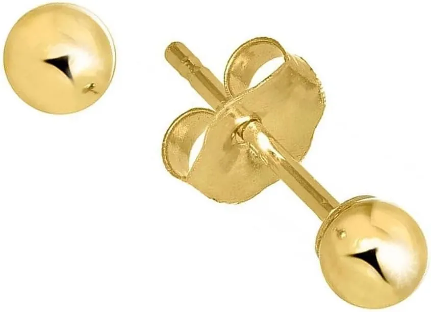 14k Yellow Gold Ball Stud Earrings - 2mm 3mm 4mm 5mm 6mm 7mm 8mm 10mm