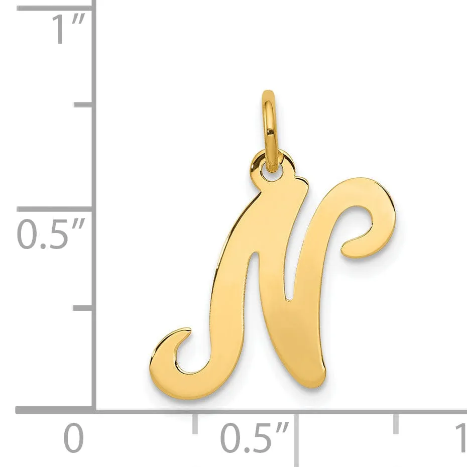 14k Yellow Gold Polished Fancy Initial N Charm