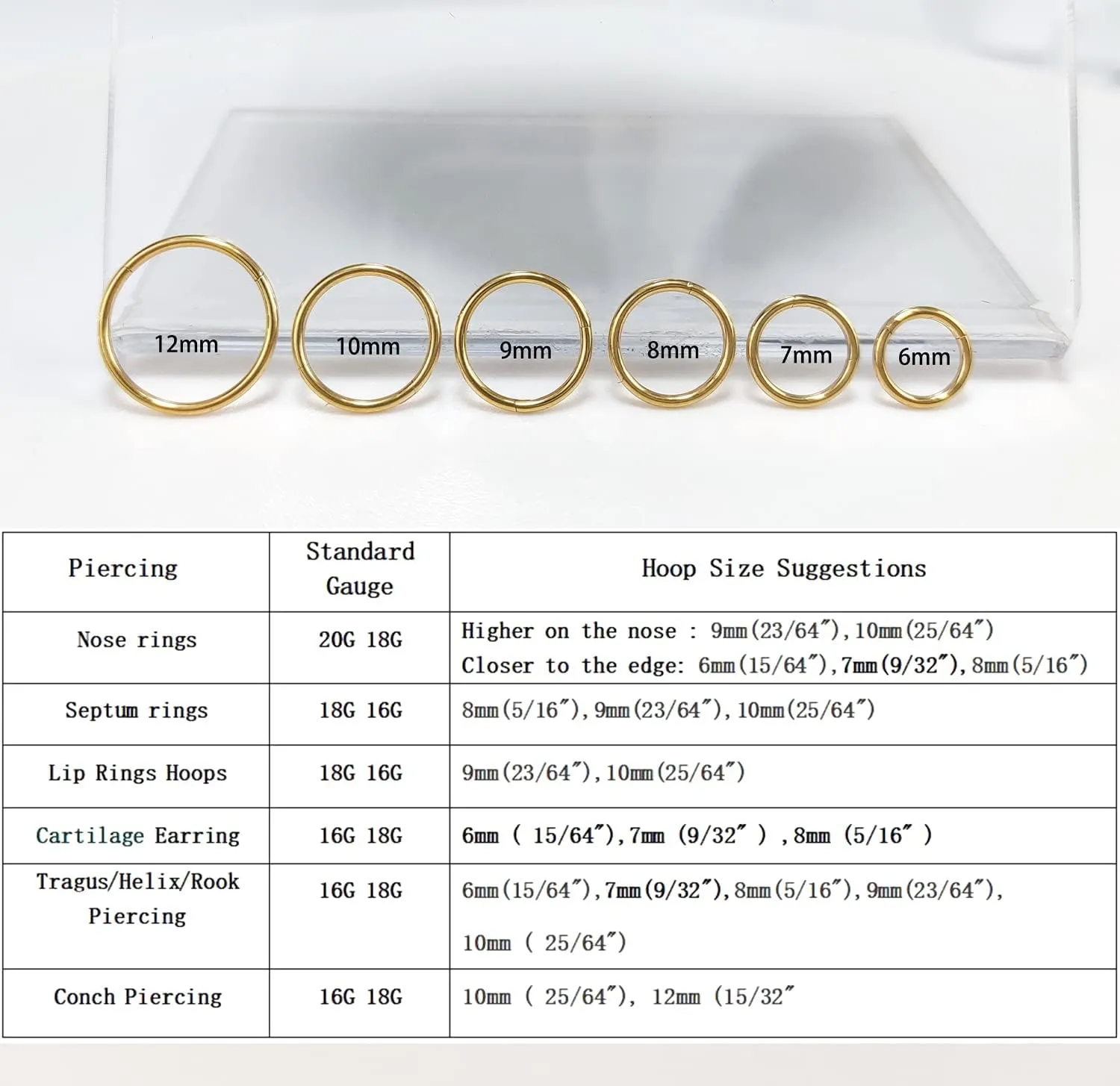 16G 18G 20G Surgical Stainless Steel Hinged Nose Ring Hoop Clicker Septum Cartilage Helix Daith Tragus Hoop Earrings Gold -Silver-Rose Gold-Black 6mm 8mm 10mm 12mm Hypoallergenic Body Piercing Hoop for Women Men