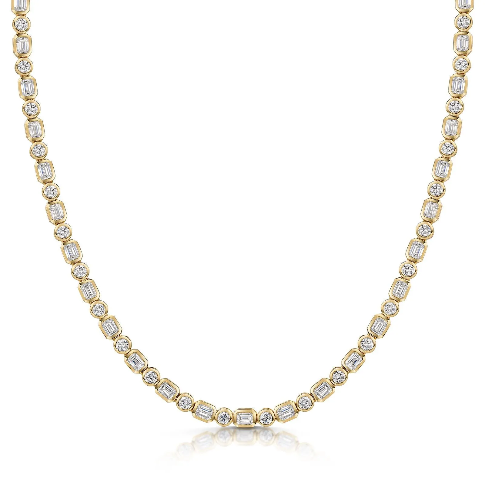 18ct Yellow Gold Emerald & Brilliant-Cut Diamond Necklace 12.94ct