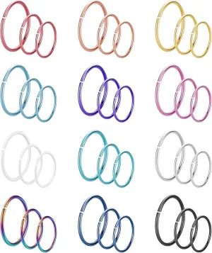 18G 20G 22G Stainless Steel Nose Rings Hoops for Women Men Cartilage Helix Earring Hoops Lip Rings Nose Piercing Jewelry