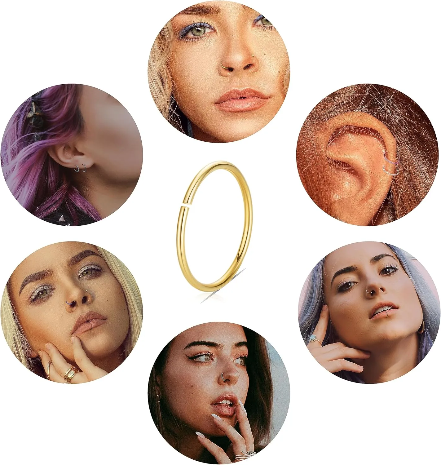 18G 20G 22G Stainless Steel Nose Rings Hoops for Women Men Cartilage Helix Earring Hoops Lip Rings Nose Piercing Jewelry