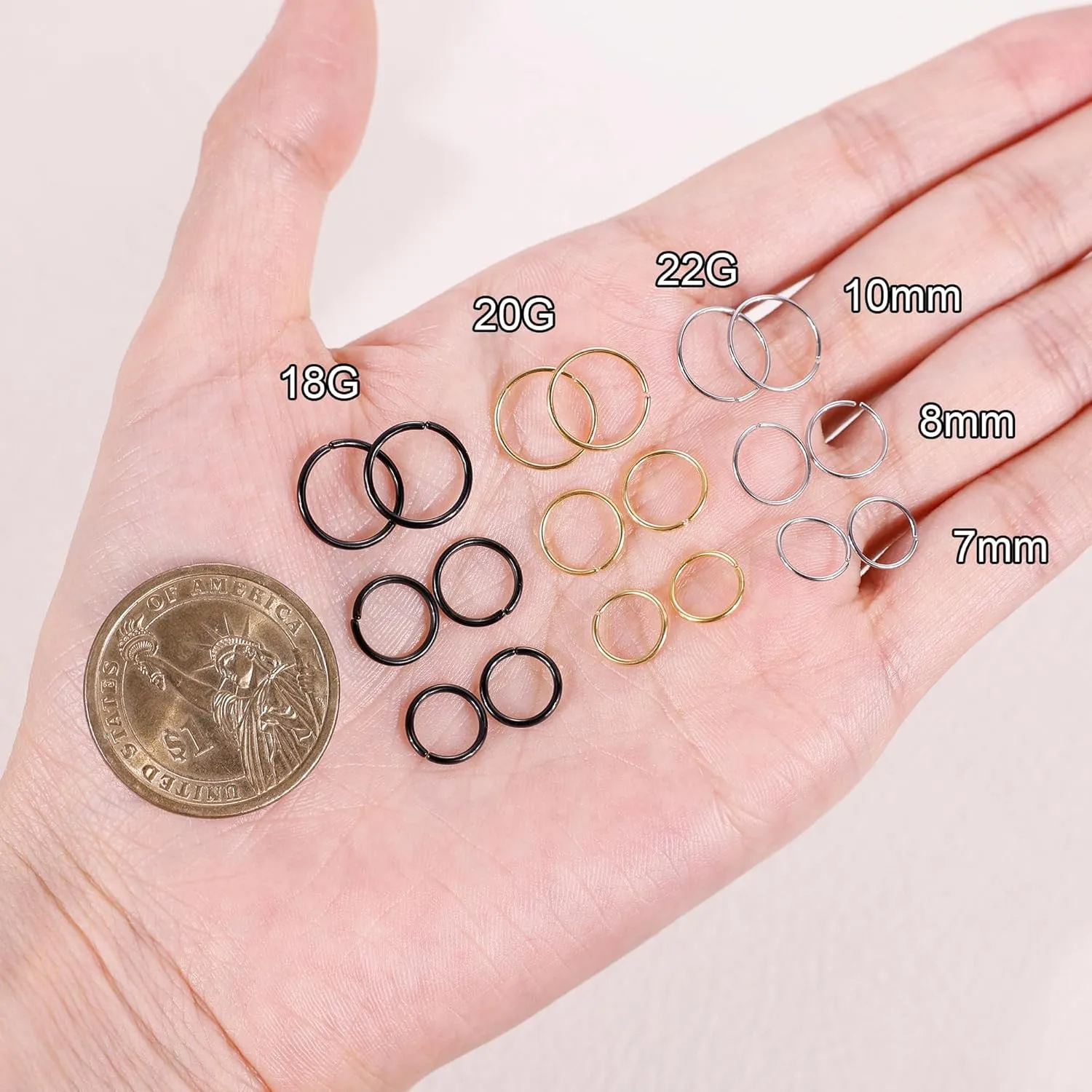 18G 20G 22G Stainless Steel Nose Rings Hoops for Women Men Cartilage Helix Earring Hoops Lip Rings Nose Piercing Jewelry