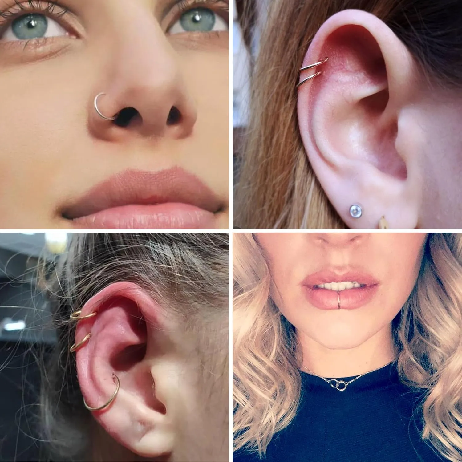 18G 20G 22G Stainless Steel Nose Rings Hoops for Women Men Cartilage Helix Earring Hoops Lip Rings Nose Piercing Jewelry