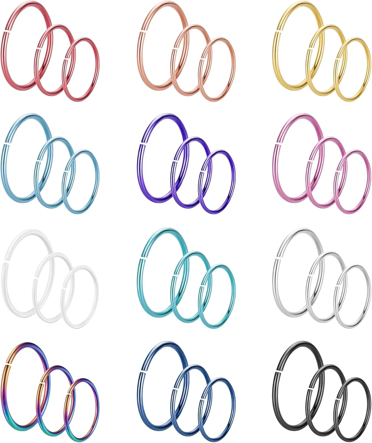 18G 20G 22G Stainless Steel Nose Rings Hoops for Women Men Cartilage Helix Earring Hoops Lip Rings Nose Piercing Jewelry