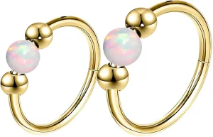18G Opal Nose Rings, small earrings, Hypoallergenic 316L Surgical Steel Nose Piercing Jewelry for Men and Women