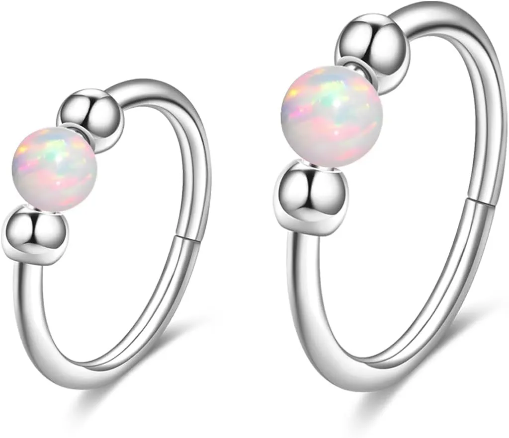 18G Opal Nose Rings, small earrings, Hypoallergenic 316L Surgical Steel Nose Piercing Jewelry for Men and Women