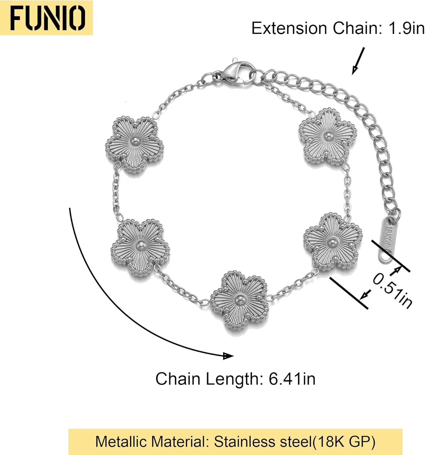18K Gold Plated Clover Bracelet Love bangle Set for Women - Stack Friendship Bracelet Lucky Link Bracelets Jewelry Gifts Trendy for Women