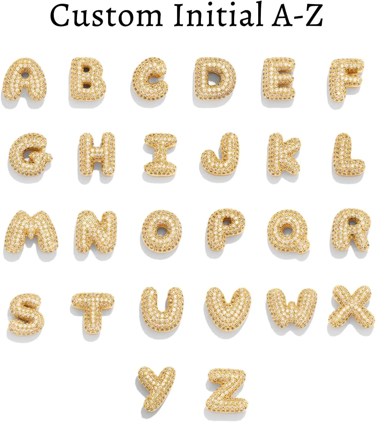 18K Gold Plated Custom Bubble Name Necklace with Cubic Zirconia - Personalized Rhinestone Bubble Letter Name Necklace for Women - Sparkling Name Bubble Necklace Jewelry for Her