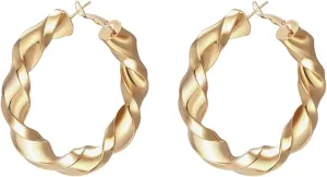 18K Gold Plated Sterling Silver Hollow Tube Hoops Earrings | Hypoallergenic Thick Lightweight Gold Hoop Earrings for Women