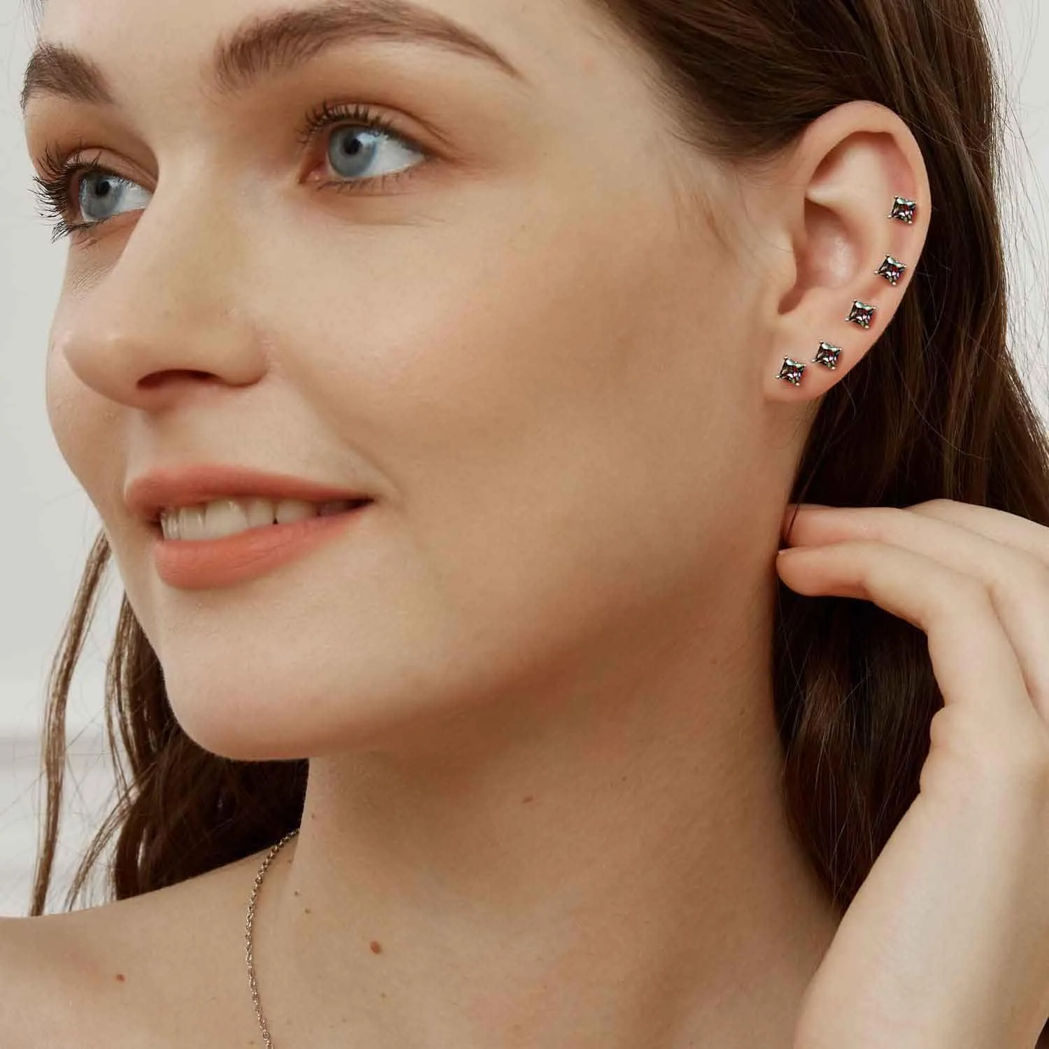 18K White Gold Plated Rainbow Earrings Set Hypoallergenic for Women Men Jewelry Gifts